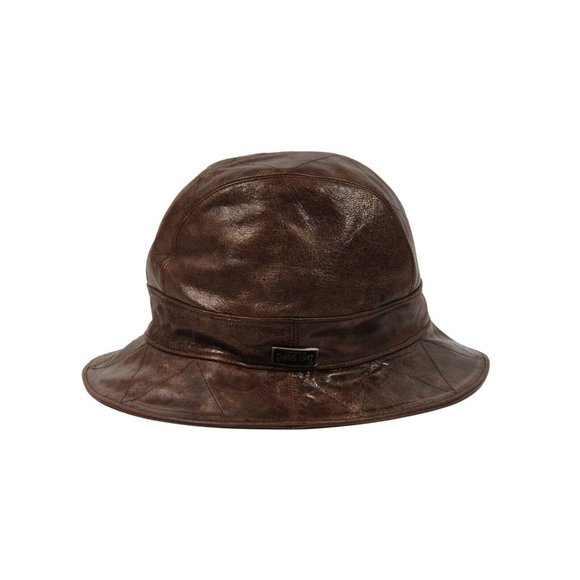 Christian Dior Womens Vintage Logo Bucket Hat 57 Brown Distressed Goat Leather main image 8